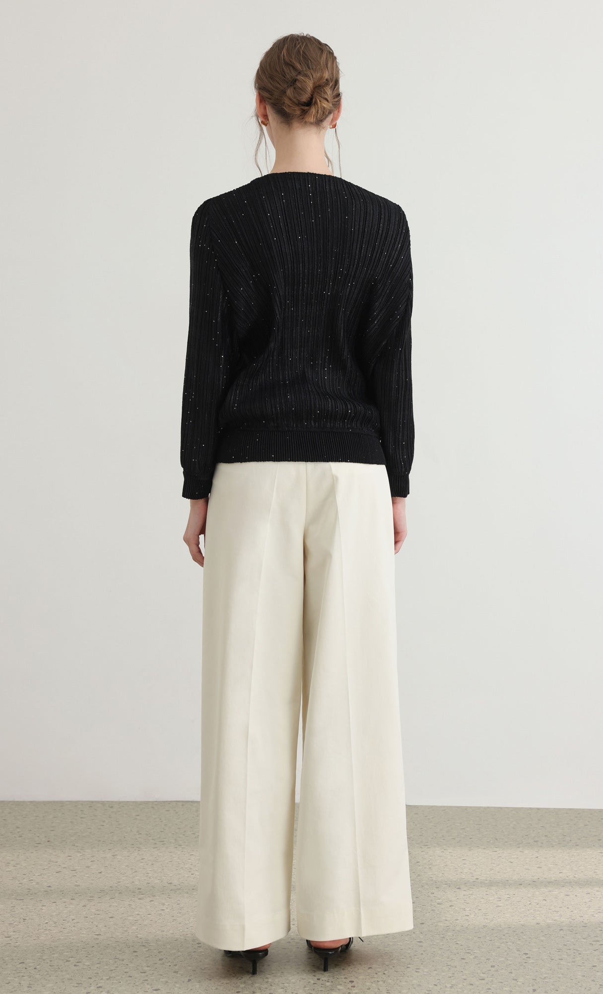 Tweed pleats blouson jumper_black