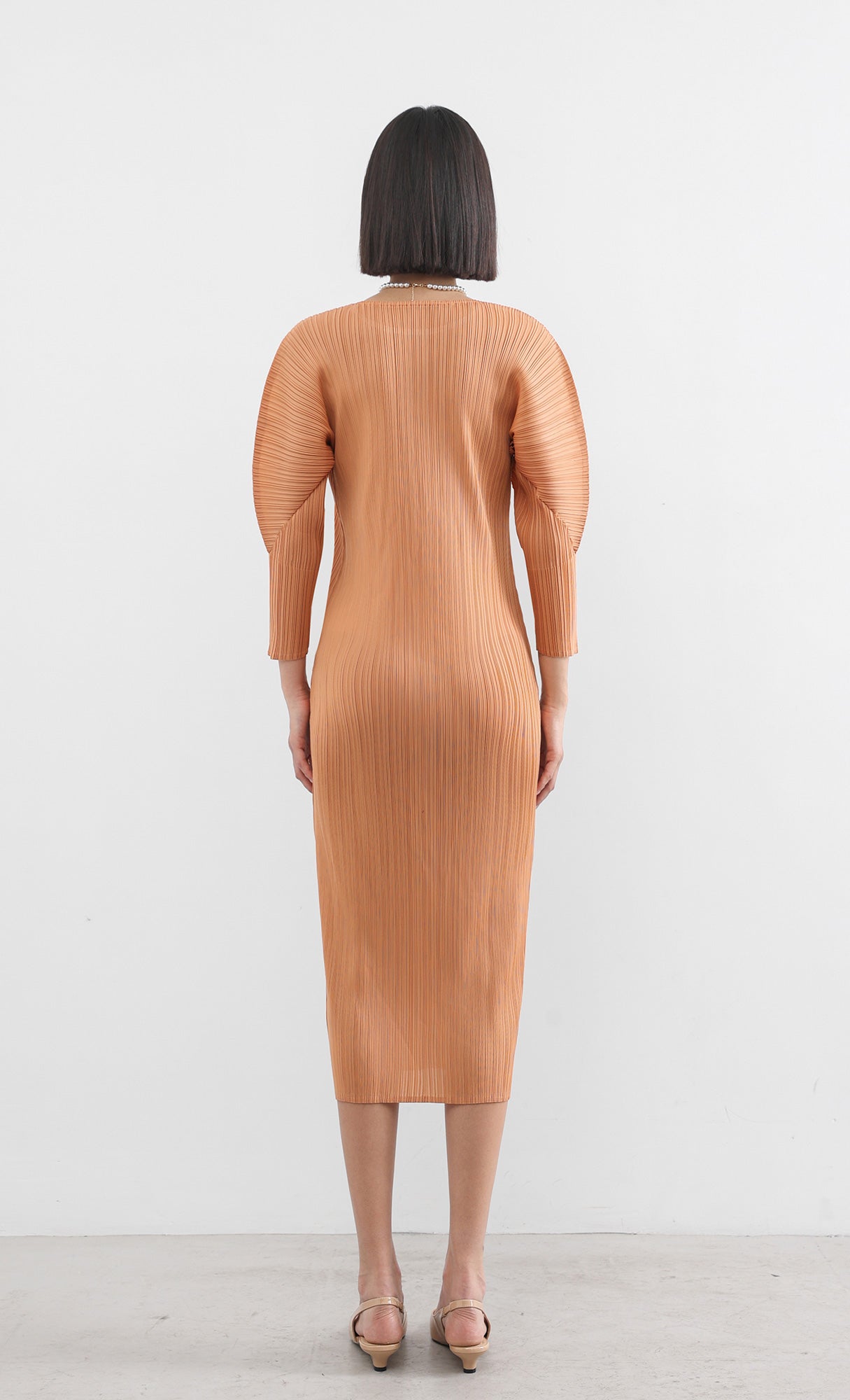 arc pleated dress_orange