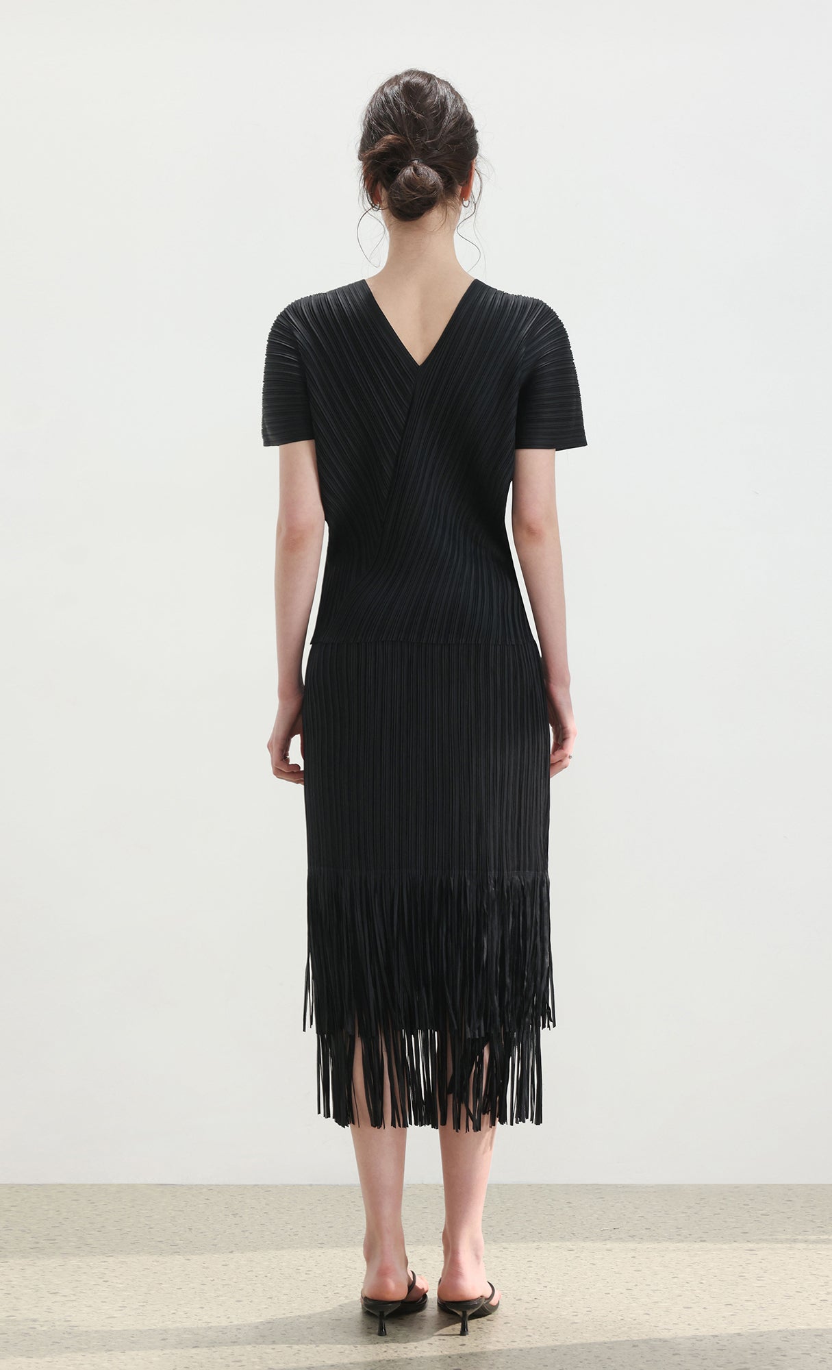 Joy pleated v-neck top_black
