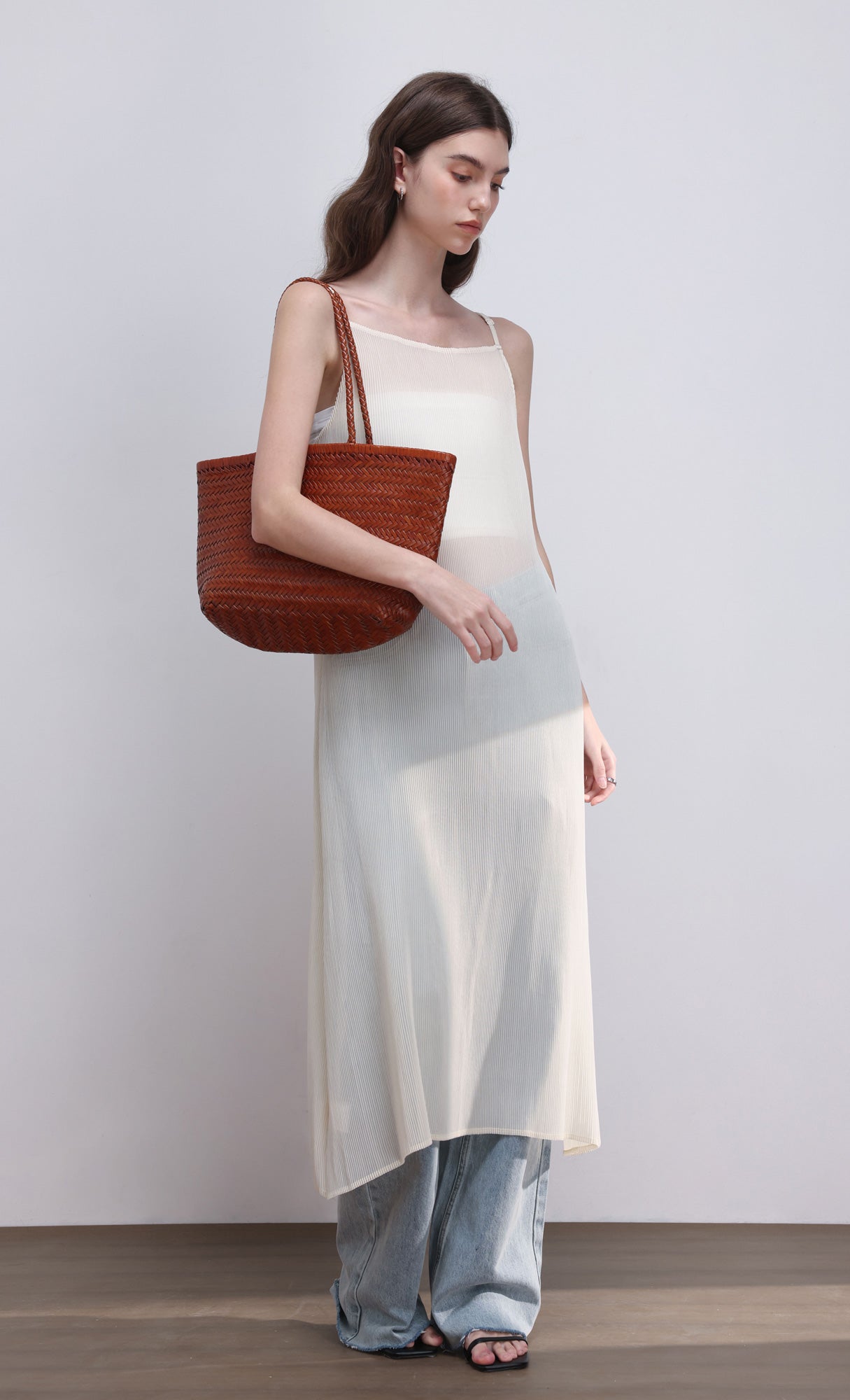 [Pouch SET] Kevin weaving leather shoulder bag_camel