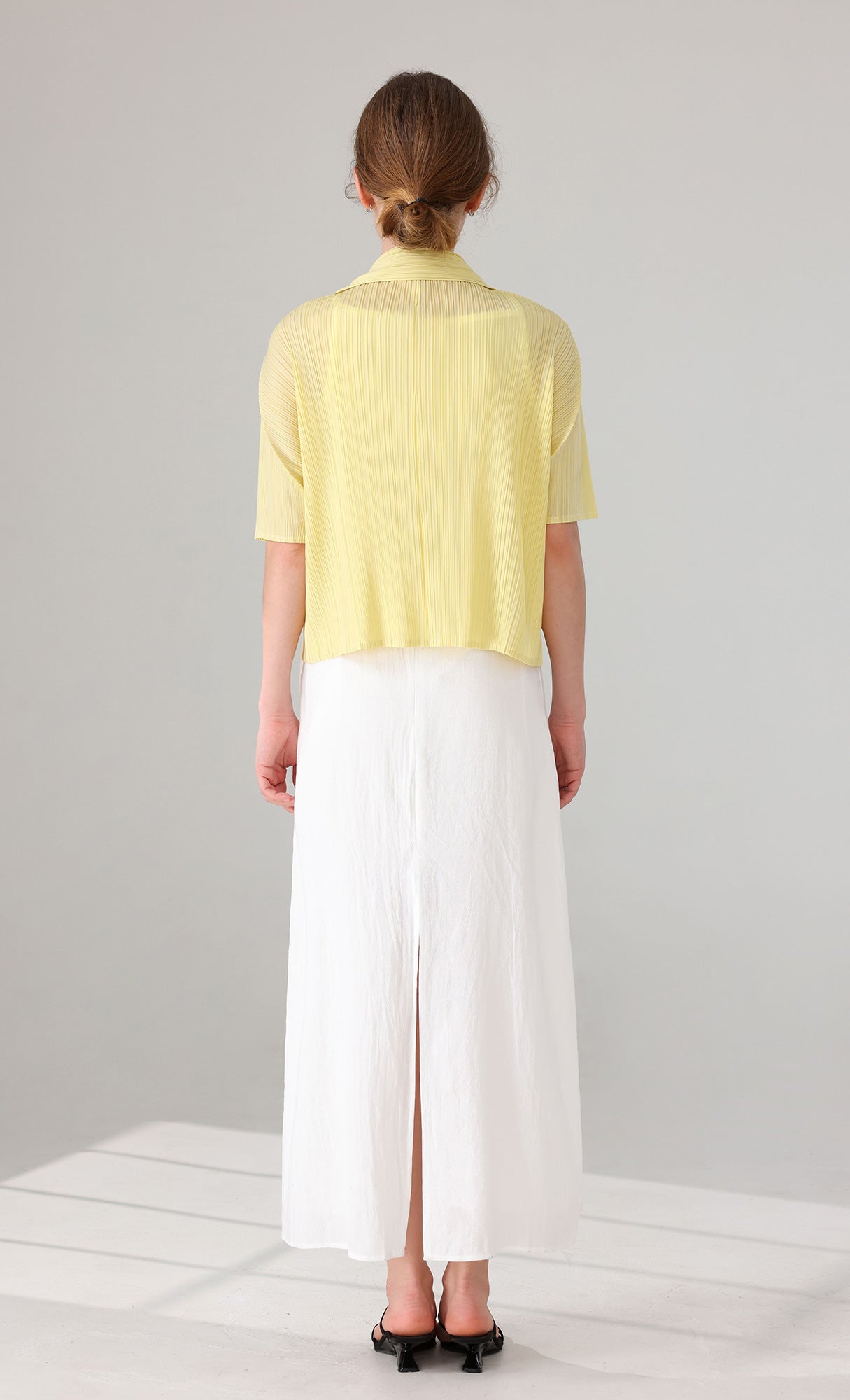 Palette collard pleated shirts_yellow
