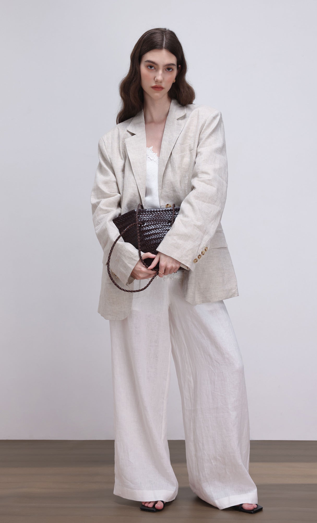 [Pouch SET] Stacy weaving leather shoulder bag_brown