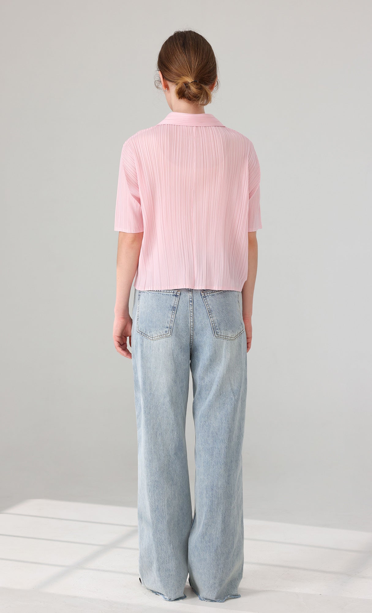 Palette collard pleated shirts_pink