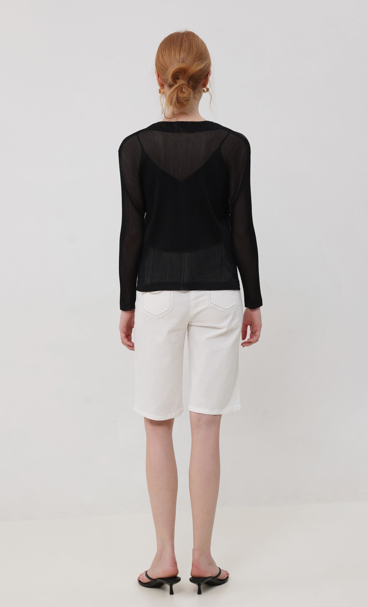 Sheer pleated cardigan_black