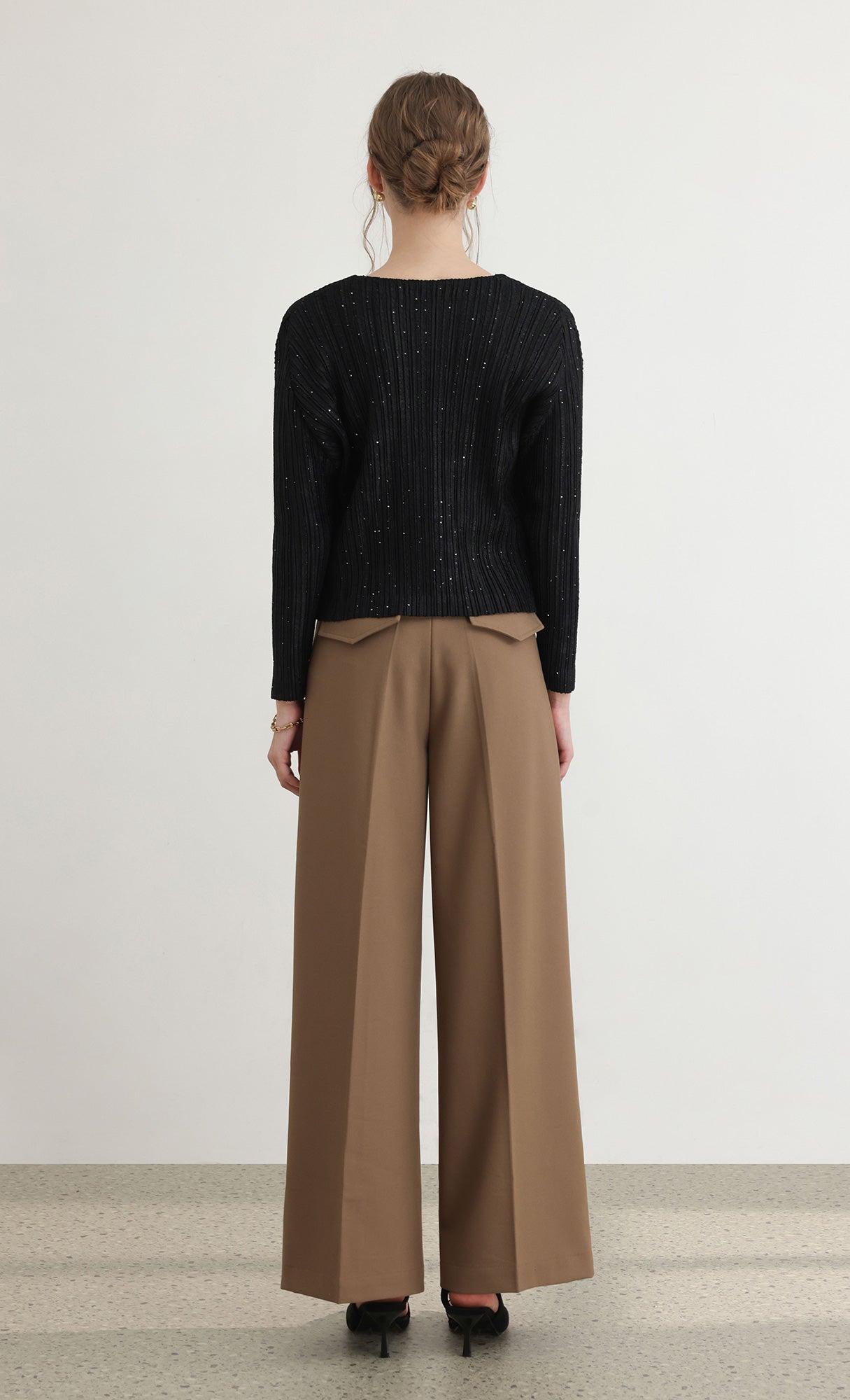 Tweed pleats cardigan_black