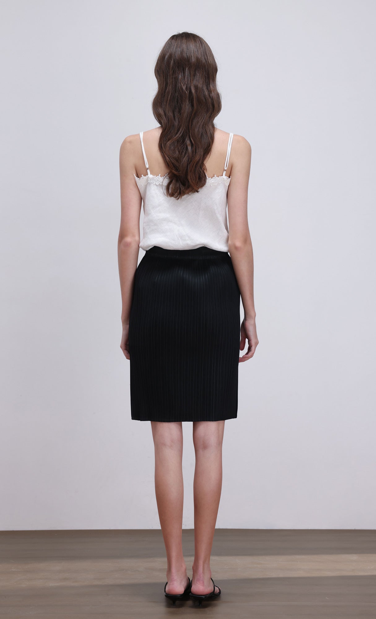 Dara pleated midi skirt_black