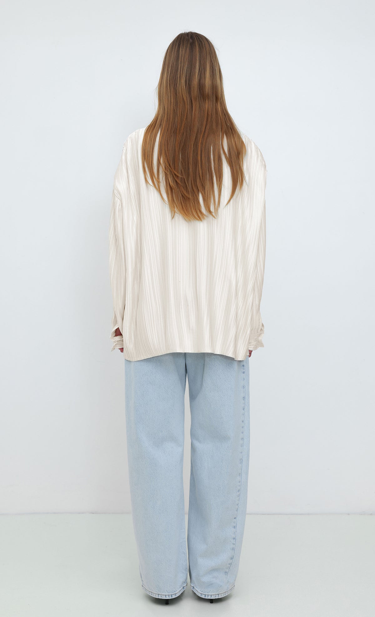 Core Satin Relaxed Shirt_Ivory