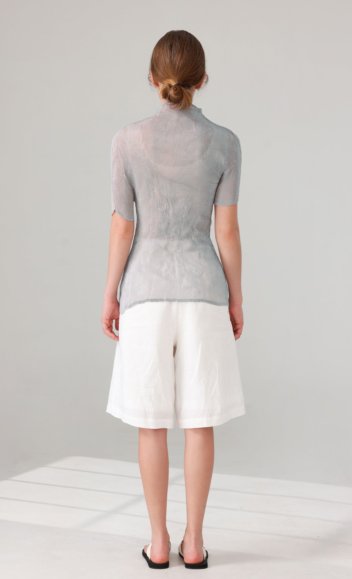 Roco crinkle pleated Top_grey