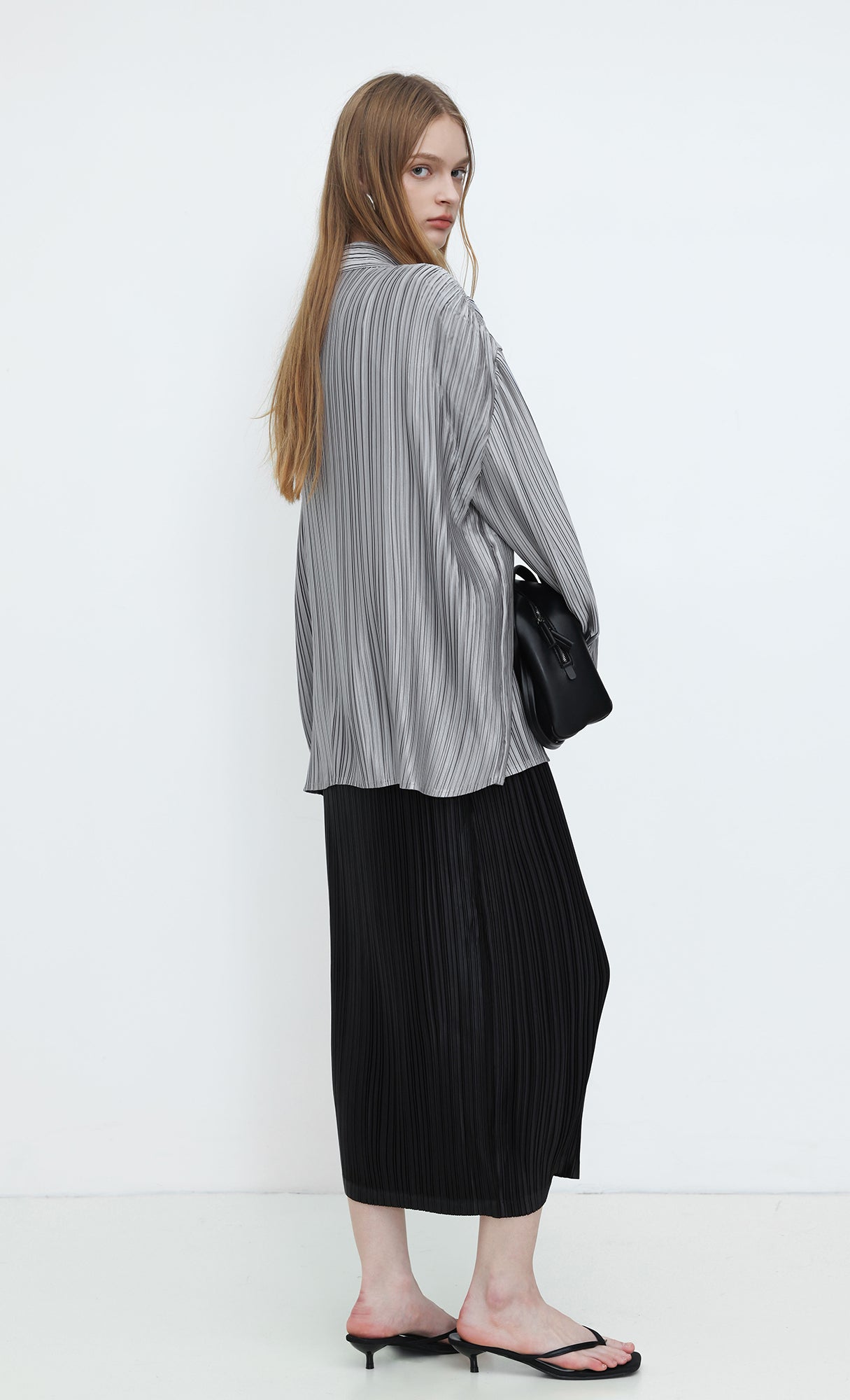 Core Satin Relaxed Shirt_Grey