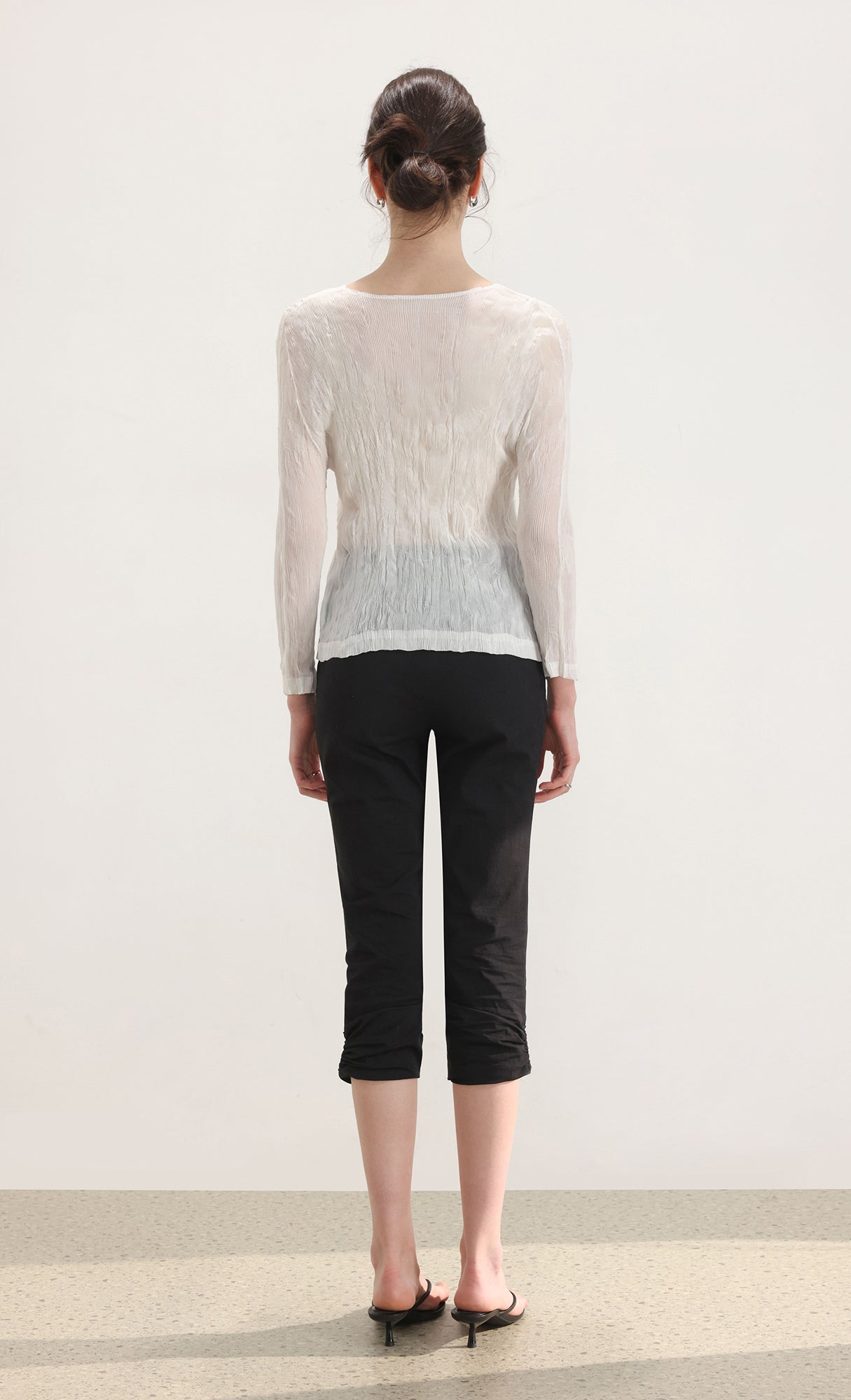 Wane crinkle pleated shirt_ivory