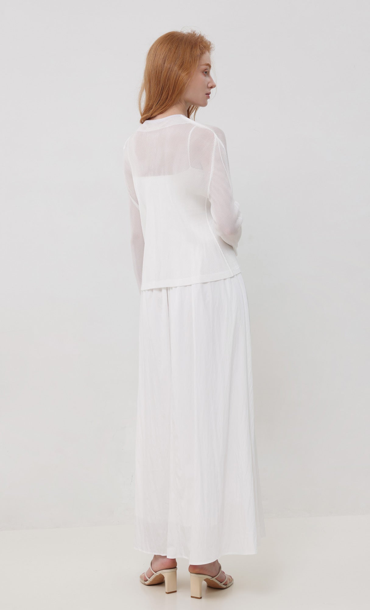 Sheer pleated cardigan_ivory