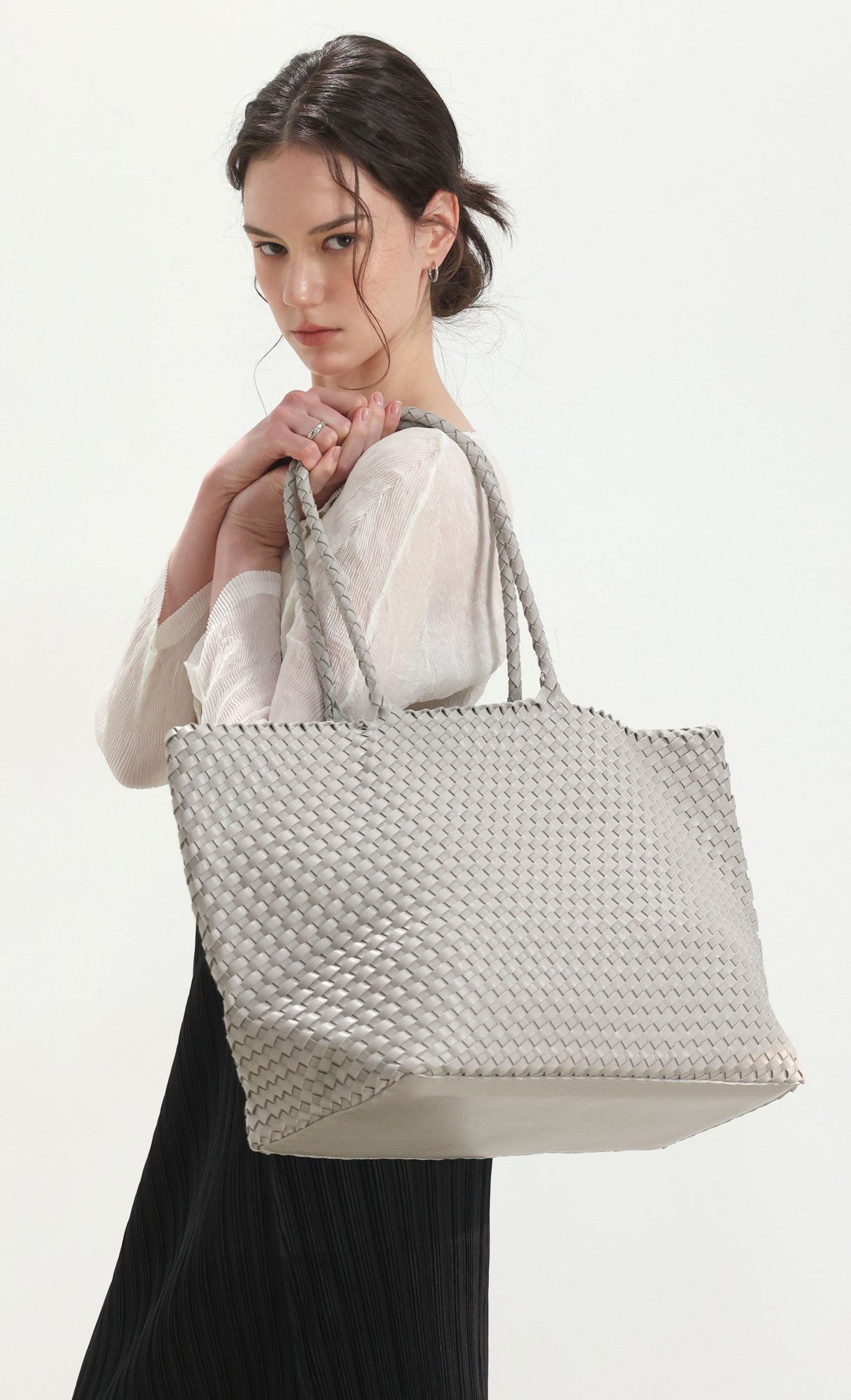 Ena weaving shopper bag_grey