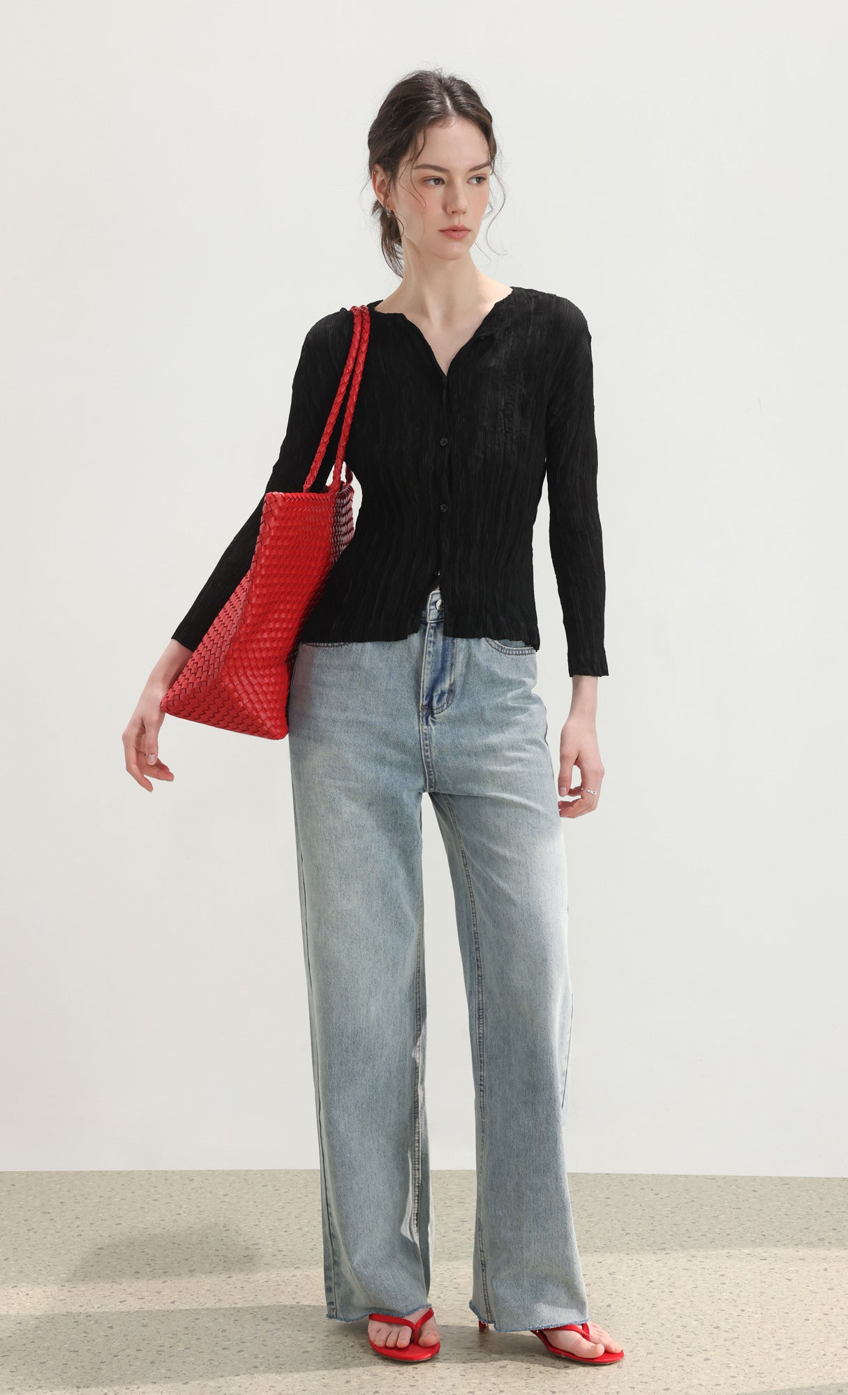 Ena weaving shopper bag_red
