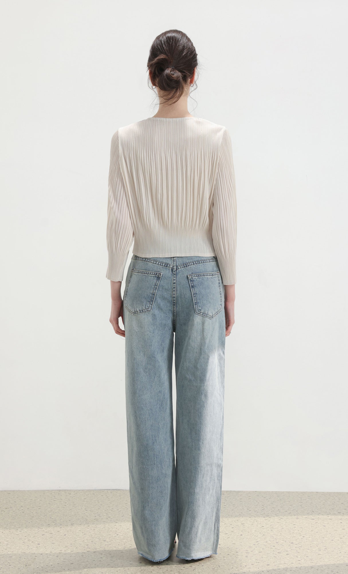 Leon pleated long-sleeve top_ivory