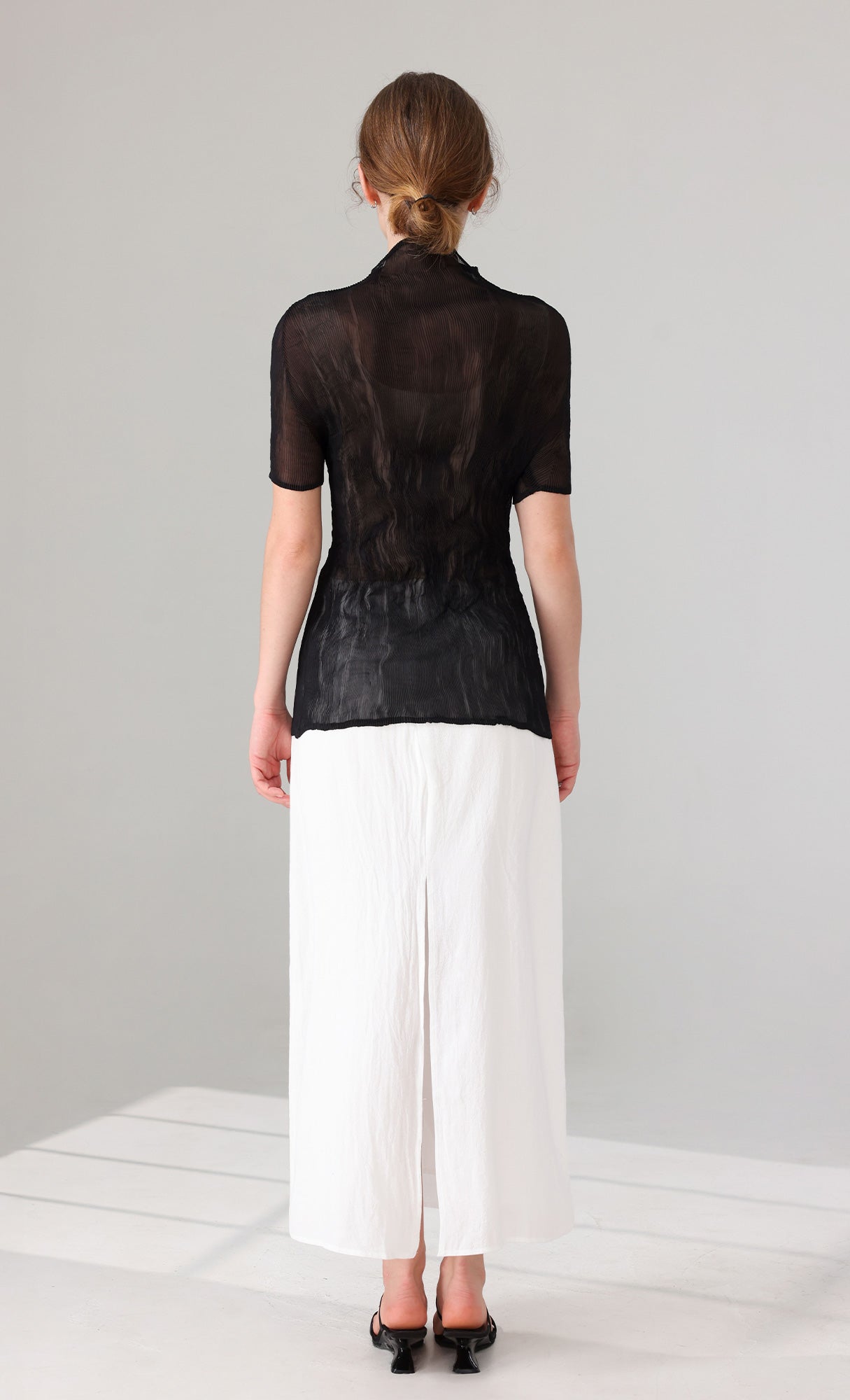 Roco crinkle pleated Top_black